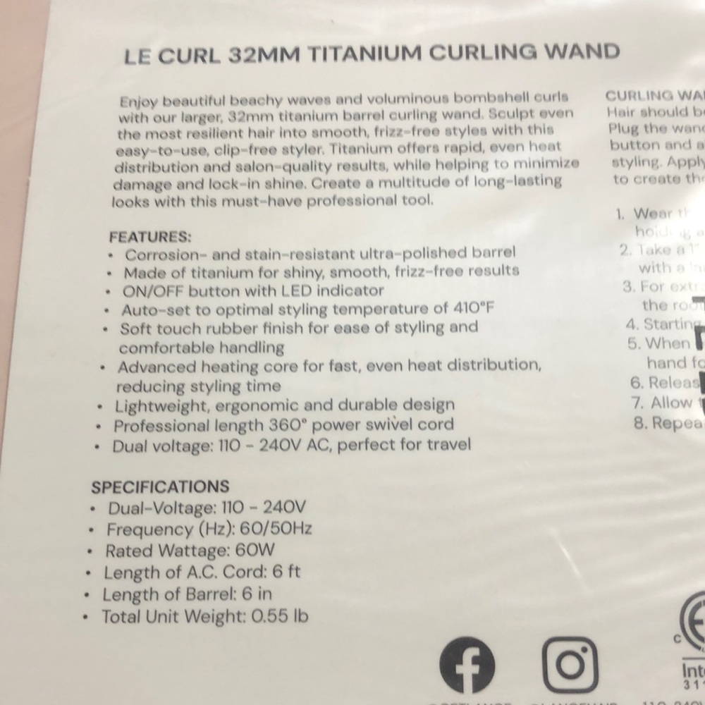 Lange Le Curl 32 mm (1.25”) titanium curling wand blush - Picture 5 of 7